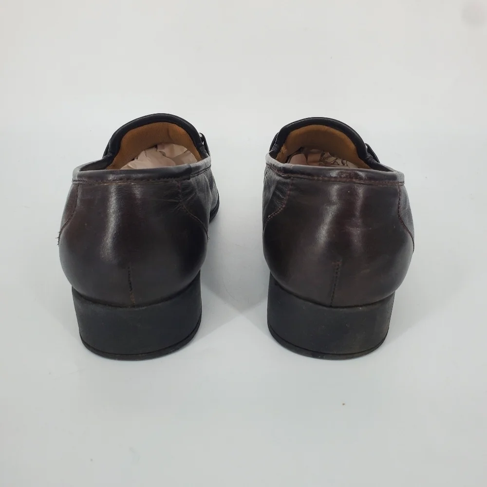 Bellini Dijon Loafers 9M Brown Leather Square Toe Bit Slip On Flats Comfort Shoe